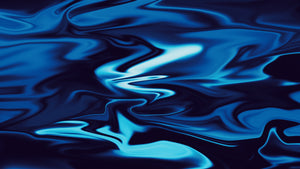 Abstract blue and black liquid-like swirl pattern with glossy highlights and a fluid, marbled appearance.
